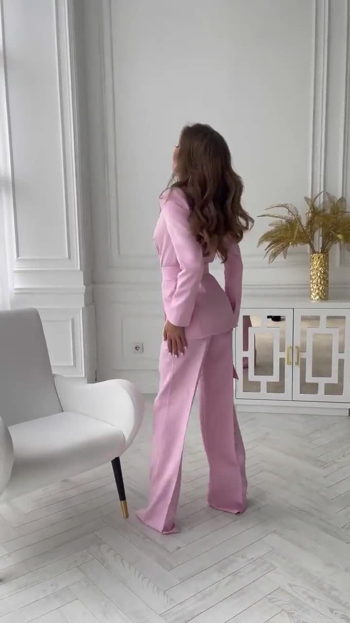 Dusty Pink Pantsuit for Women, Pink Formal Pantsuit for Office, Business  Suit Womens, Light Pink Blazer Trouser Suit for Women 