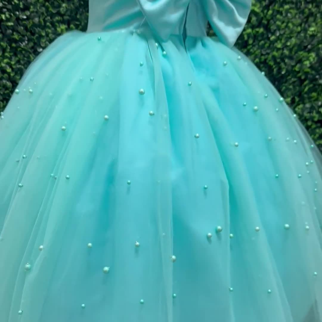 15 dresses aqua blue Aqua Blue Halter High Neck Princess Prom Dress Ball Gown Girls Sweet 1 –  Siaoryne