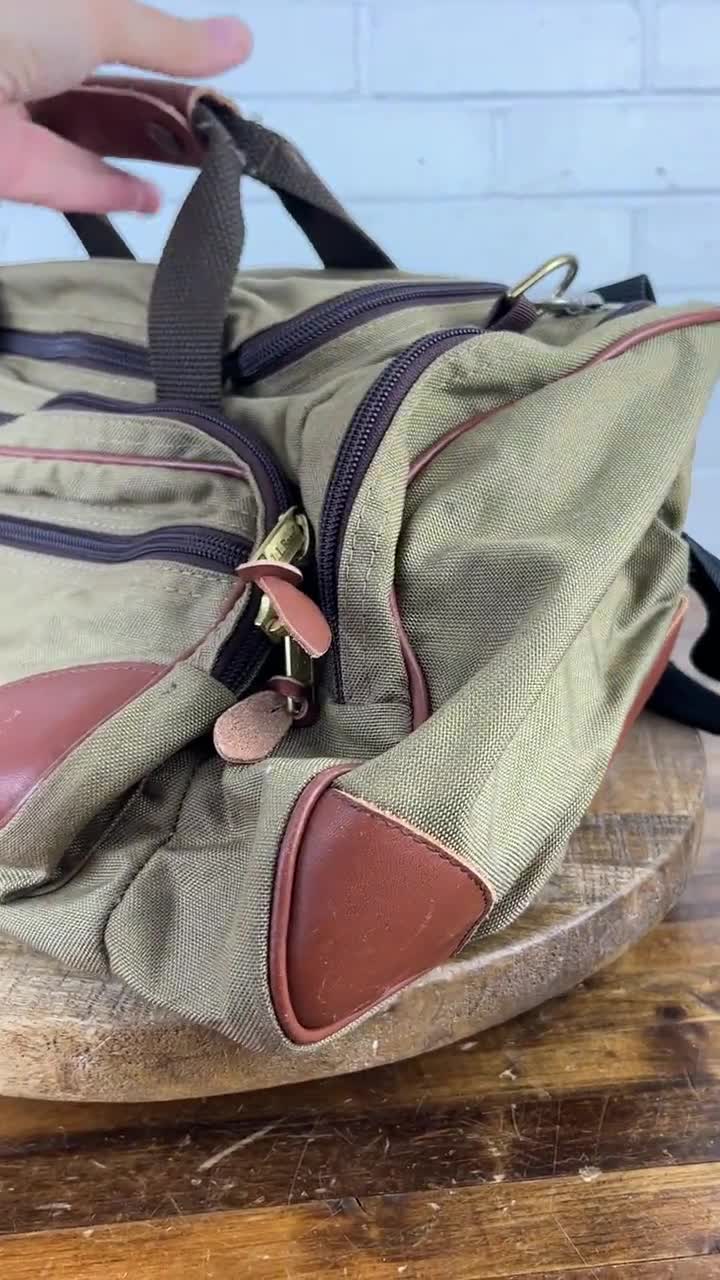 Vintage LL Bean Brown Duffle Bag With 2 Hand Straps Over the 