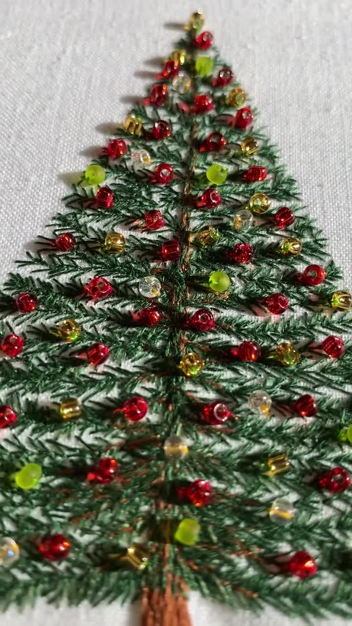 Beaded Christmas Tree Complete Embroidery Kit Christmas Tree Embroidery Kit  Winter Christmas Embroidery Kit Christmas Wreath Winter 