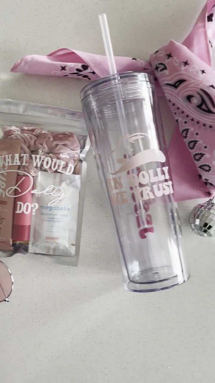 Dolly Parton Pink Plastic Tumbler with Straw