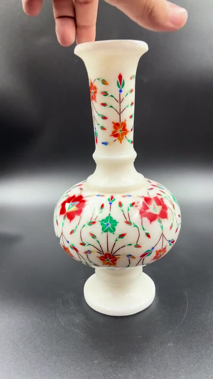 手作り大理石の花瓶｜インドのピエトラ・ドゥーラの花象嵌 - Etsy 日本