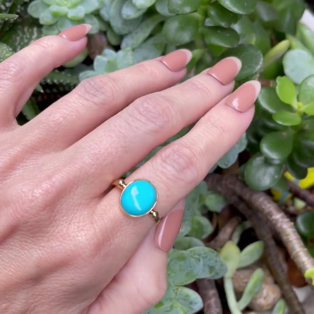 Turquoise (sleeping Beauty Mine of Arizona ) Ring Set in Solid 14K