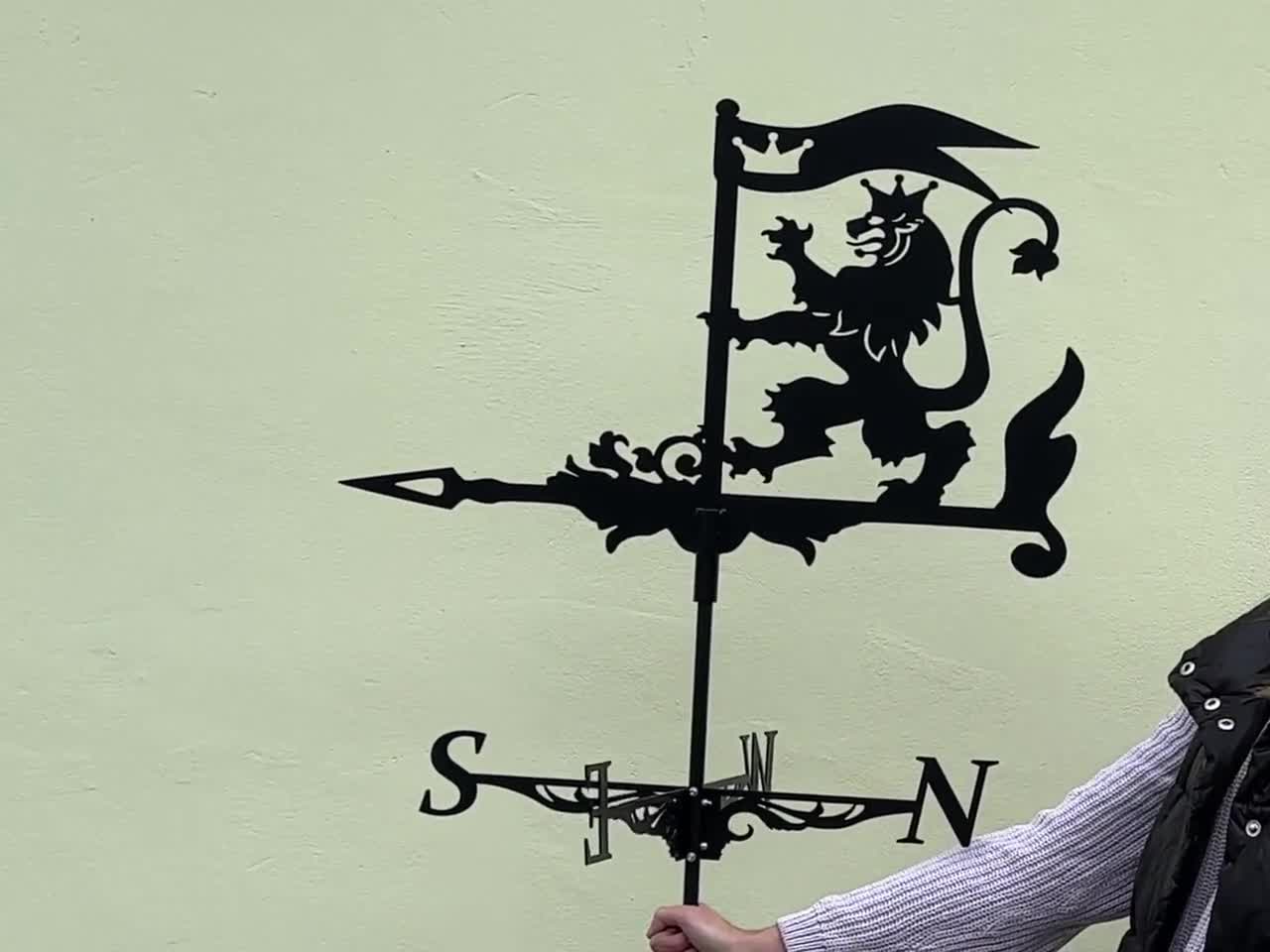 Ornamento Banderuola, Banderuole, Banderuola Con Leone Danzante Banderuola In Acciaio Inossidabile Pratico Indicatore Di Direzione Del Vento Strumento Di Misurazione Scena Di Fattoria Artigianato Da G