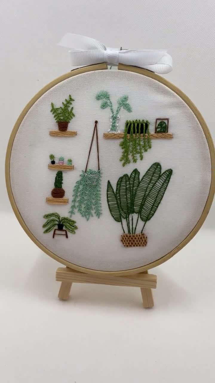 House Plant Printed Panel for Embroidery, Hand Embroidery Panel, Tropical  Plant Embroidery Design 