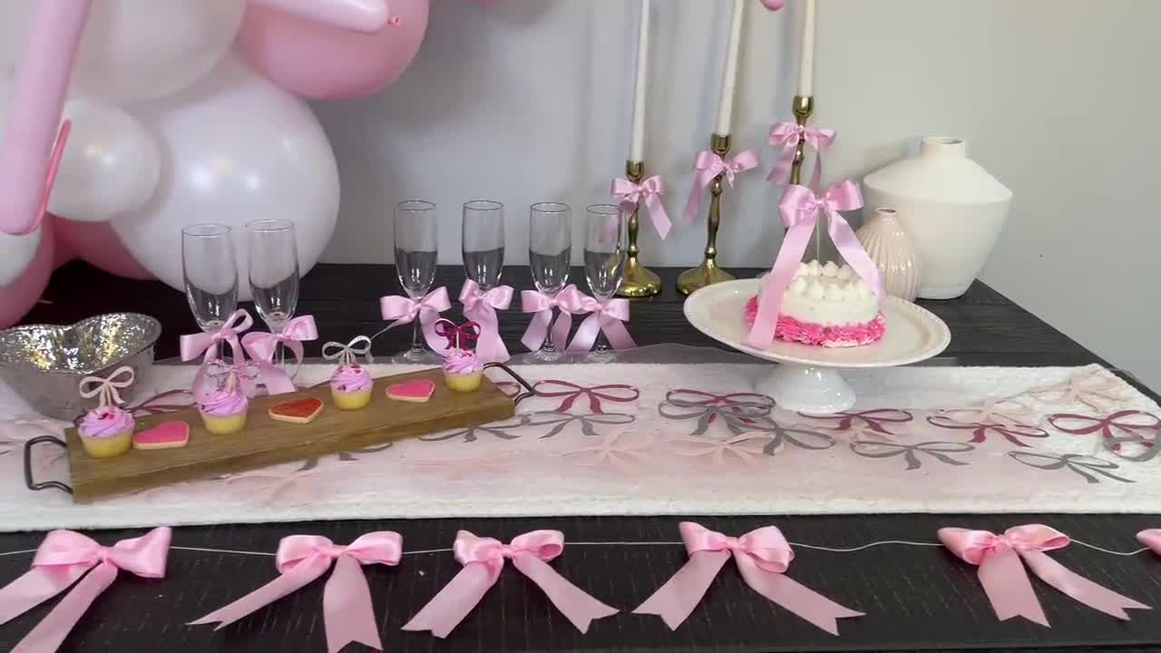 30-Piece Pink Bow Cupcake Toppers – Baby Shower, Birthday, Wedding Decor - View #4