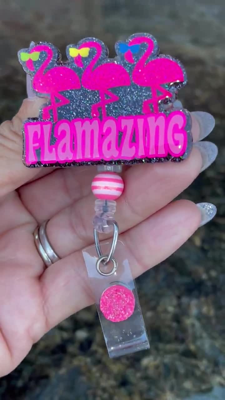 Nurse Badge Reel, Flamingo Badge Reel, Badge Holder, Badge Reel  Retractable, Nurse Gift, Nurse Birthday, Radiology Badge Reel 