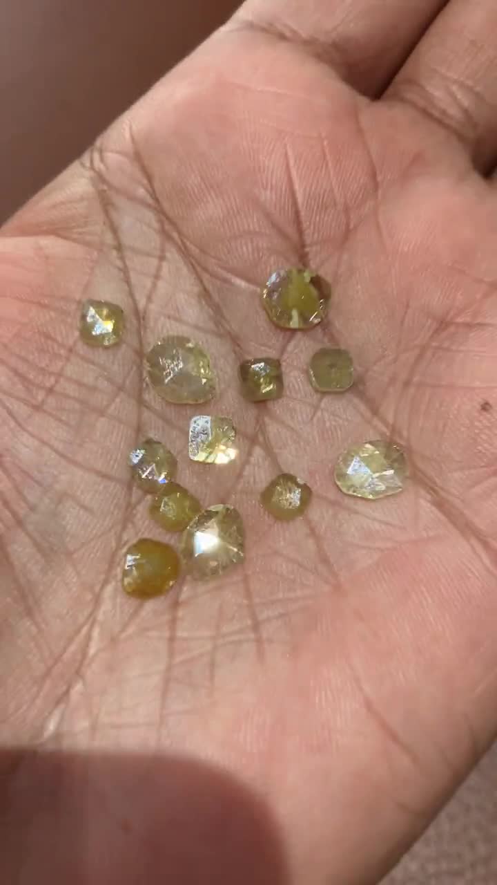 ON outlet SALE 50% Yellow Diamond Slice, Faceted Flat Back Diamond Rose Cut, Extra Lustre Conflict Free, 5 Pieces, 4mm To 6mm Each Polished Diamond