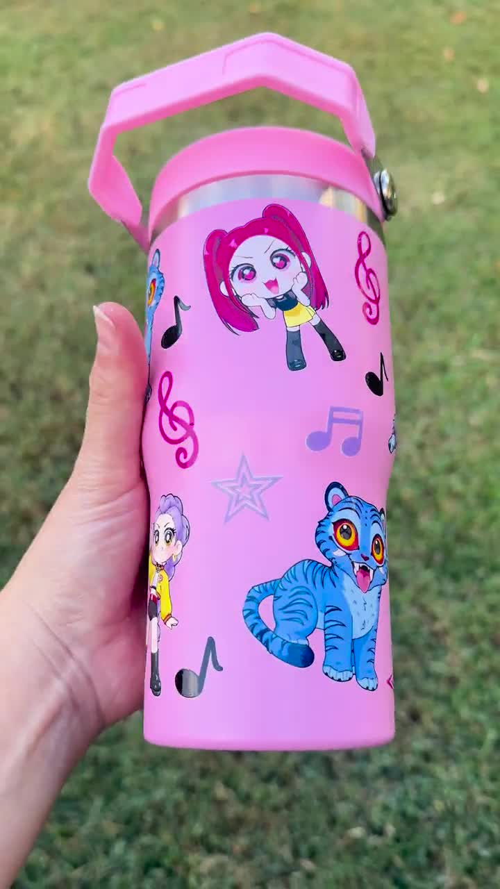 k pop demon tumbler, k pop demon, kids cup, kids tumbler, 20oz tumbler, vaso de 20oz, school cups, vaso para escuela, kpop cup, kpop gift video poster