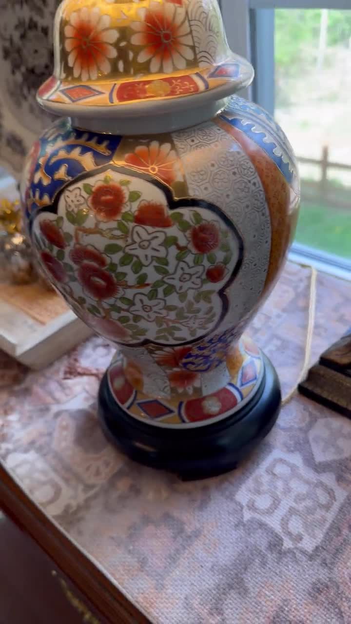 Japanese Imari Porcelain Ginger Jar Lamp With Wooden Base - Etsy