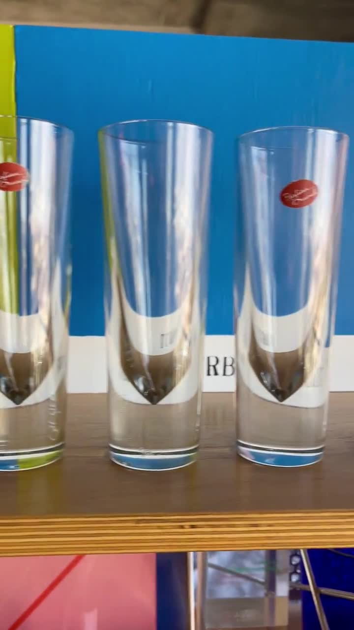80s Carlo Moretti Italy Bullet Brunch Glass Set Italian Highball