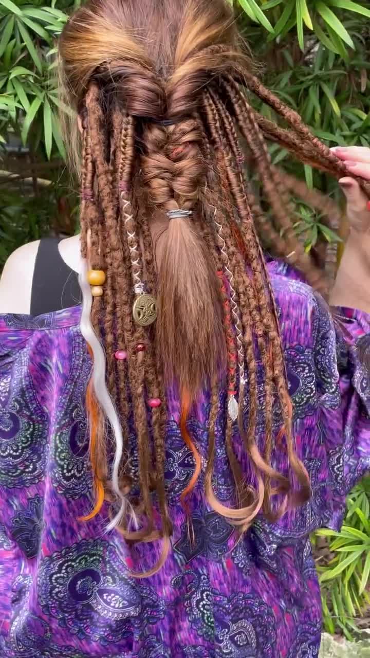 Synthetic Dreads, Dreadlocks, Synthetic Crochet Dreads and Braids, Light  Brown , Copper, Ginger Dreadstyle With Accessories, Boho Hairstyle 