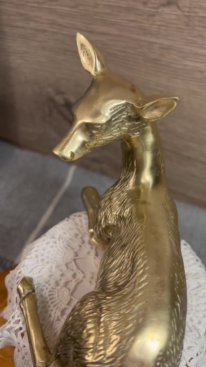 ヴィンテージ ミッドセンチュリー ソリッドブラス 重厚な子鹿の像