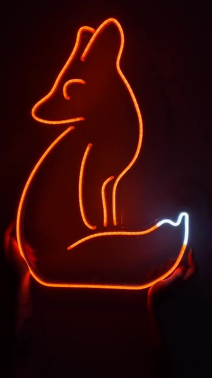 Fox neon sign - fox led neon, animal neon, orange neon , beautifull