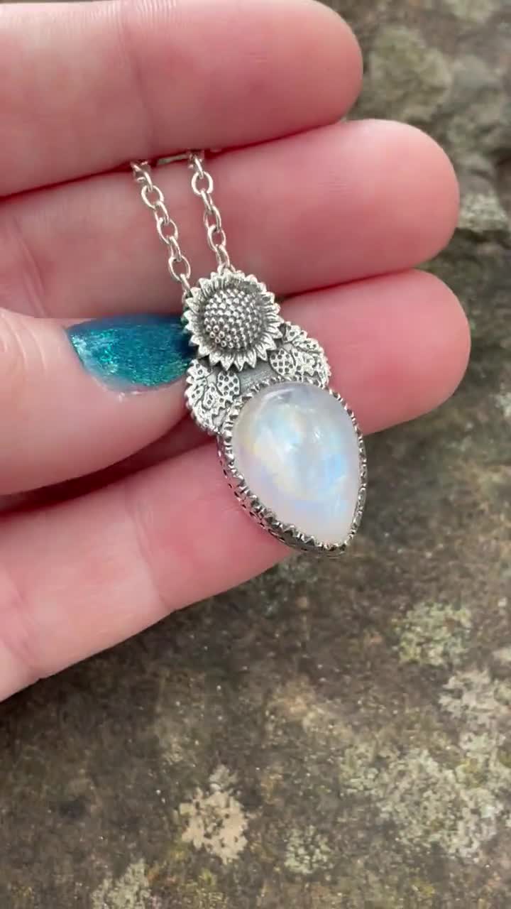 PROESS Collana In Argento 925 Con Ciondolo Girasole E Luna - Regalo Per Donne E Ragazze - 2