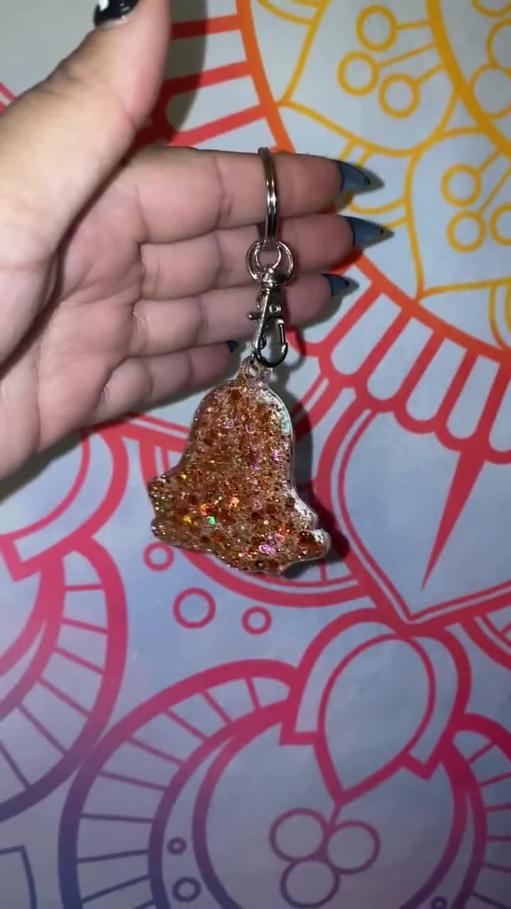 Sparkly Pink cute ghost 👻 glitter keychain