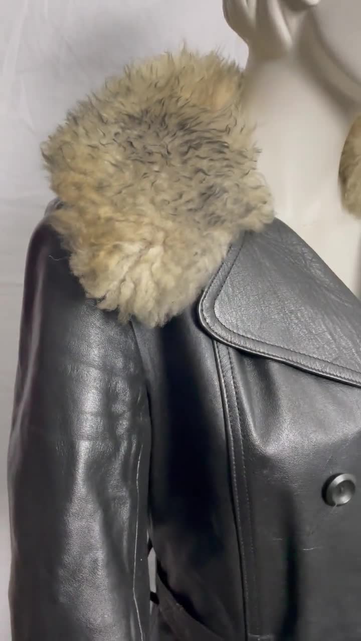 Vintage 60s Black Leather Shearling Coat: Spinney Mod Jacket - Etsy