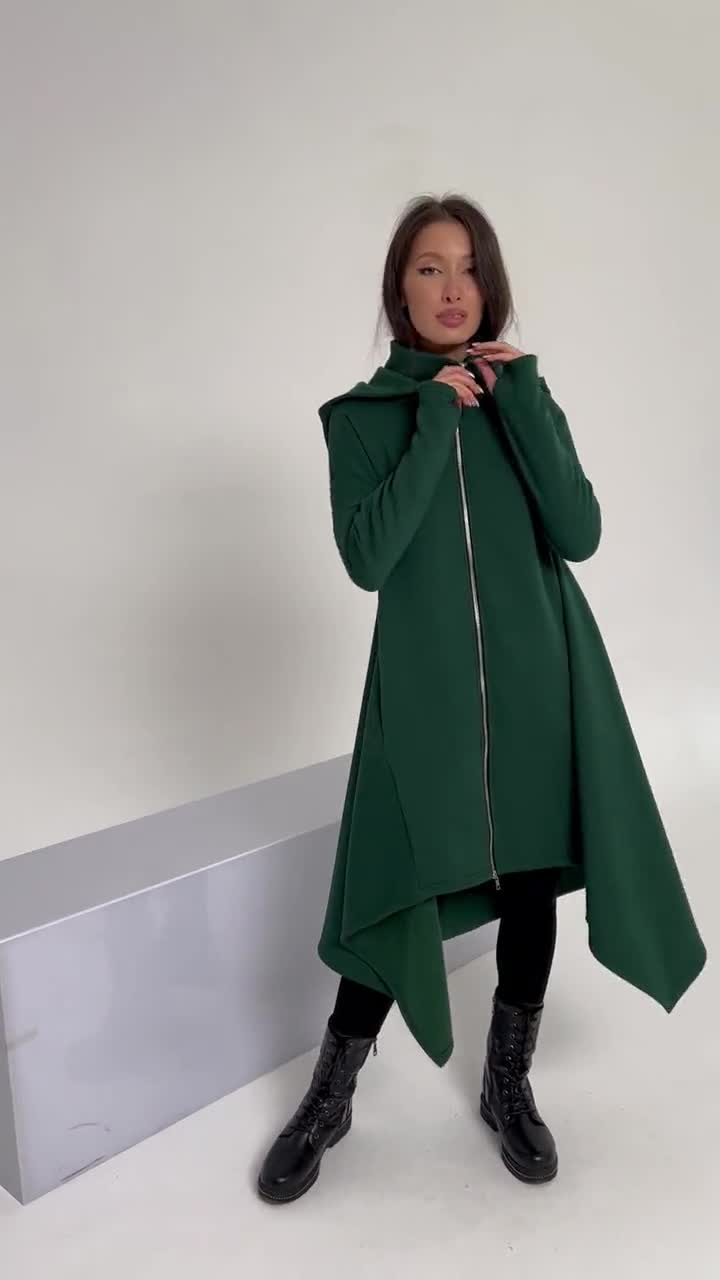 アシンメトリーサイバーパンクパーカー、フード付きスチームパンク