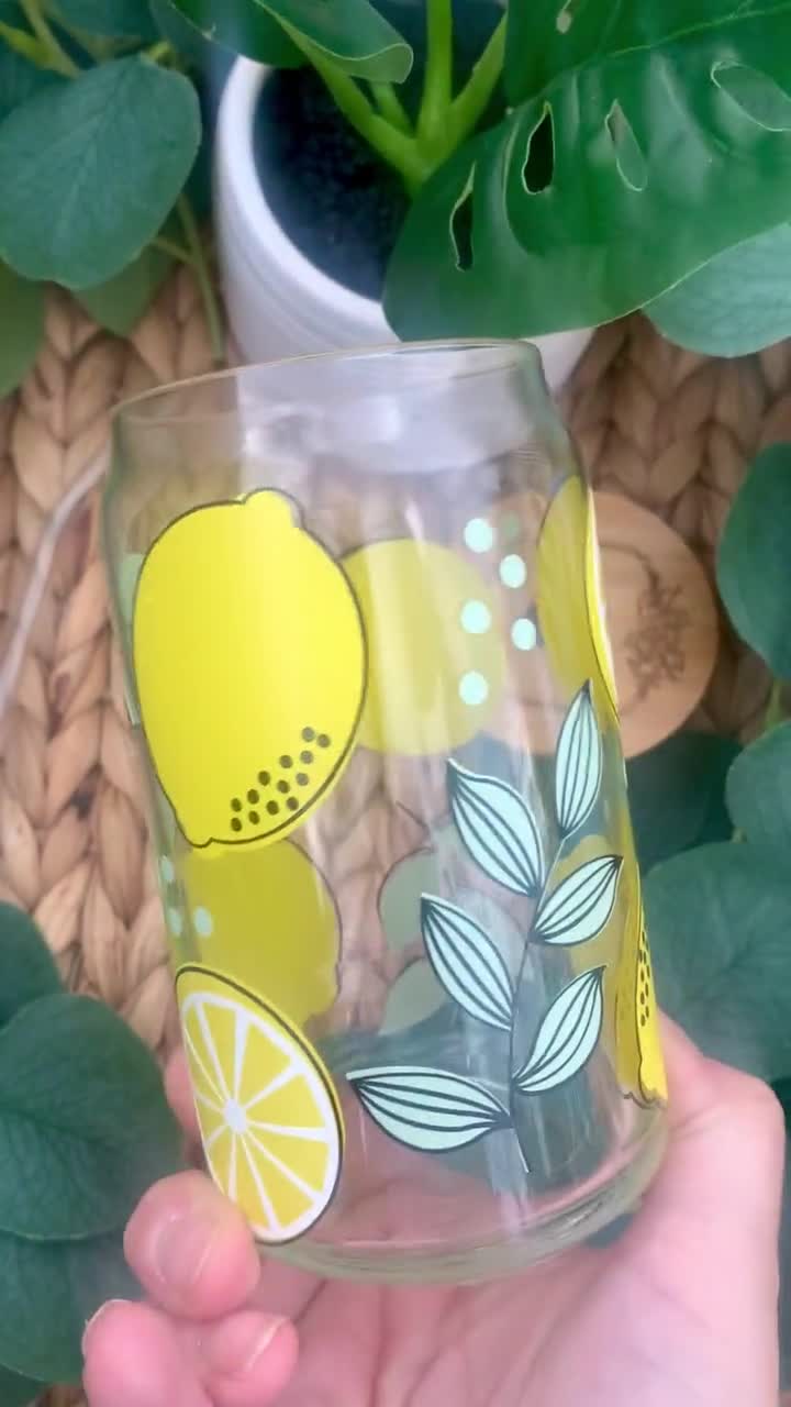 Boho Lemon Beer Can Glass , Lemon Glass, Lemonade Beer Glass Cup. – La La  Pink Designs