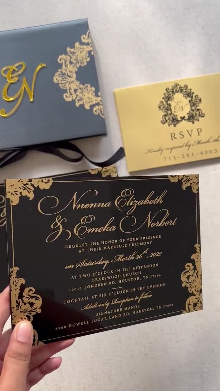 Acrylic Wedding Invitation, Elegant Black Wedding Invitations, Unique  Invites, Real Foil, Acrylic Invite, Invitation Card 