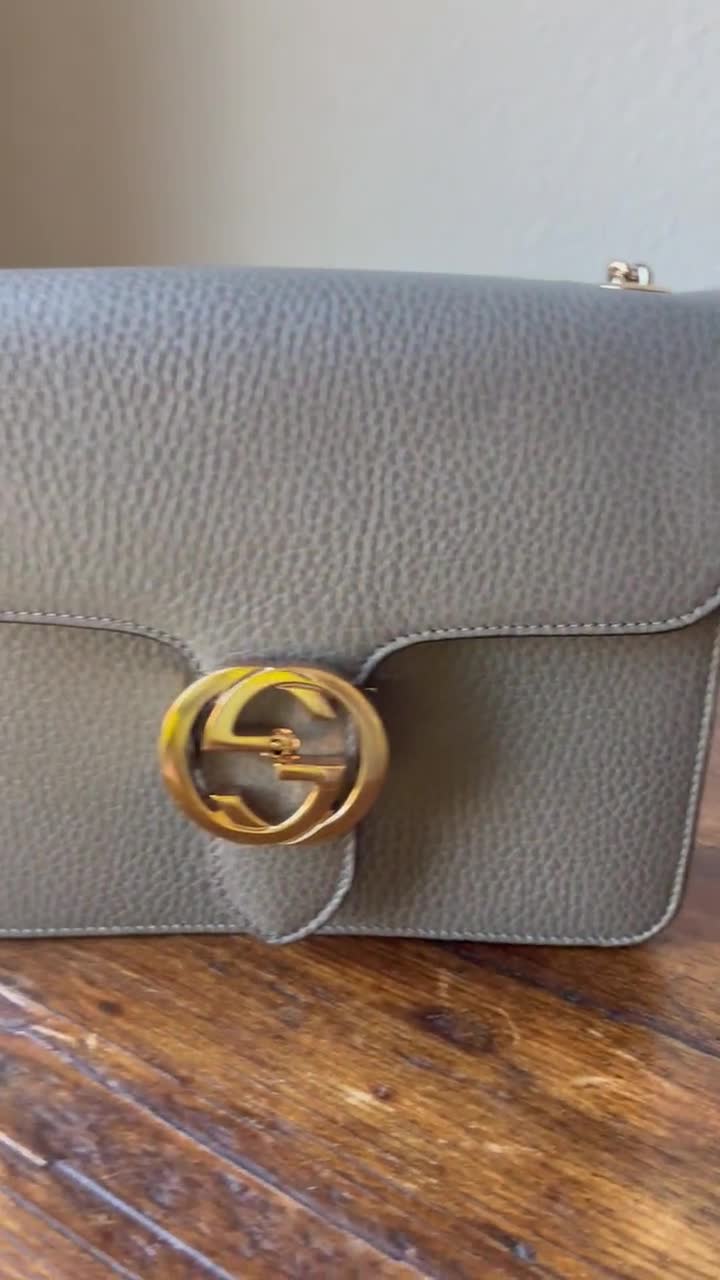 Buy Gucci Gray Interlocking G Chain Leather Crossbody Bag Grey