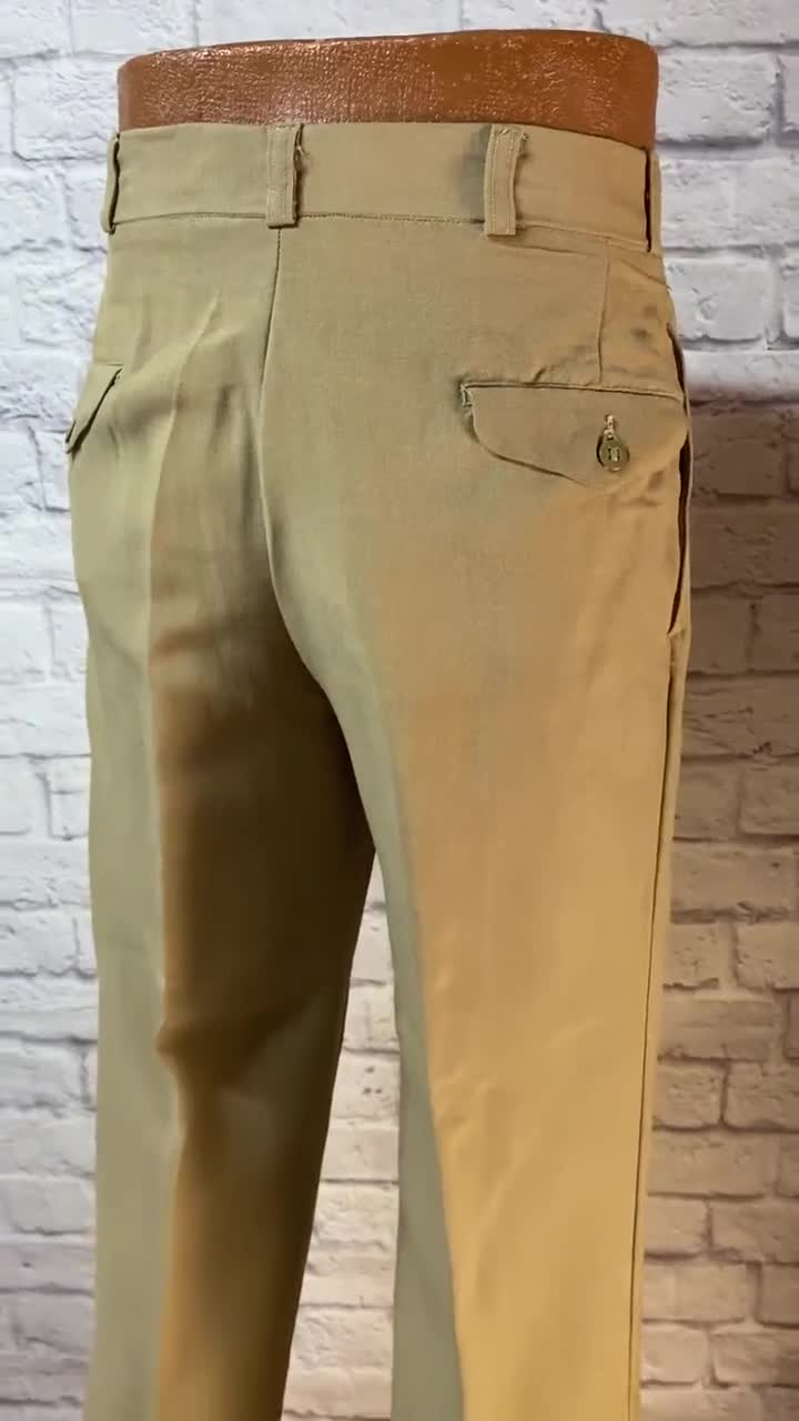 30x26 50's Men's High Waist US Army Officer's Khaki Slacks