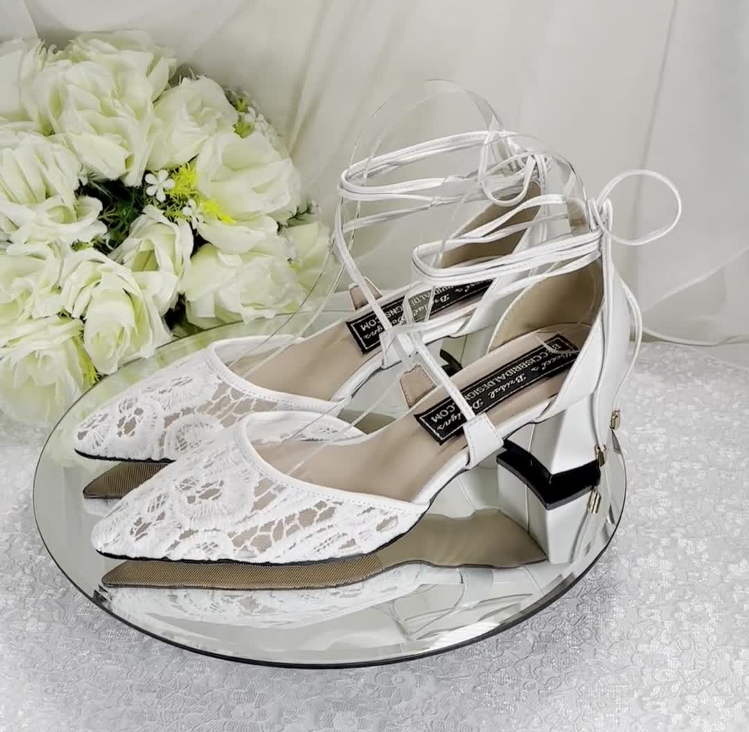 Buy Wedding Shoes Bridal Shoes High Heel / Low Heels Satin Wedding Crystal Shoes  Wedding Lace Shoes, Bride Shoes Online in India - Etsy