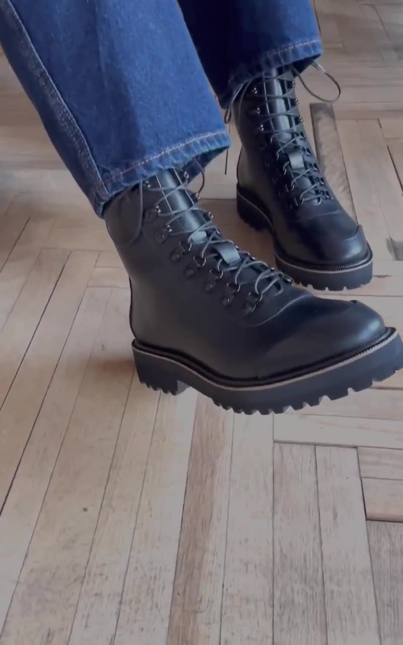 Louis Vuitton combat boots Size 36 Runs small - Depop