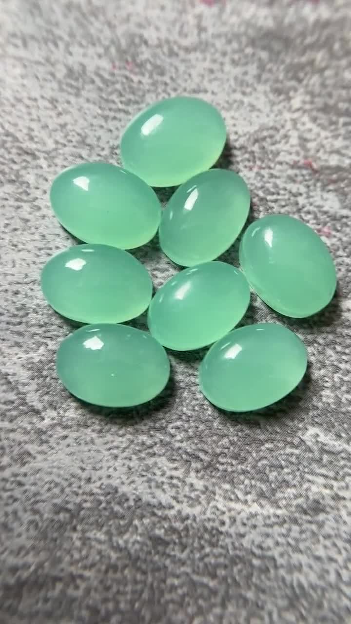 Aqua Chalcedony Cabochon: Polished Oval Gemstone, 6x8 to 20x30 mm video poster