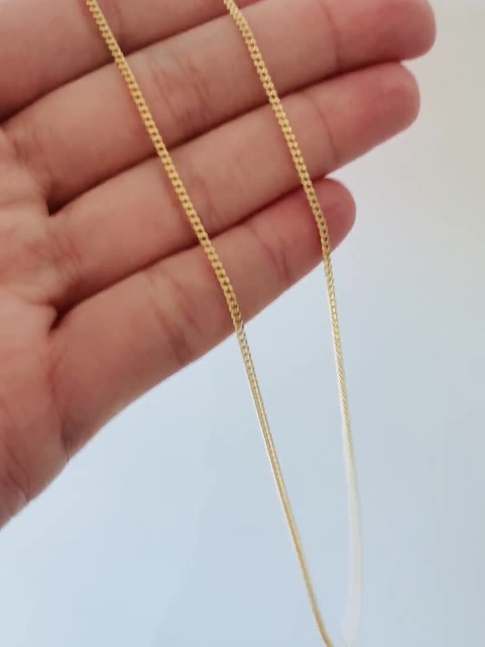 Dainty 1.2 mm Curb Chain | Gold Filled Curb Necklace | Gold Flat Curb Chain  | Unisex Men Woman Necklace 17.5 inch WA-775