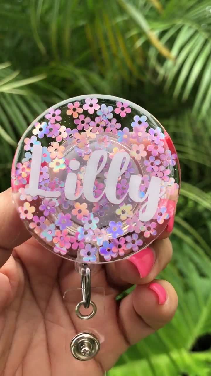 Customizable Flower Badge Reel/name Tag/keychain/pin 