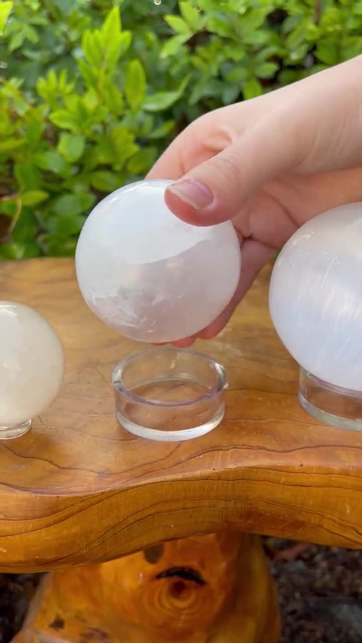 Selenite Crystal Spheres - Medium 1.5", Large 2.25", Huge 3" or JUMBO 5" - Choose Size! video poster