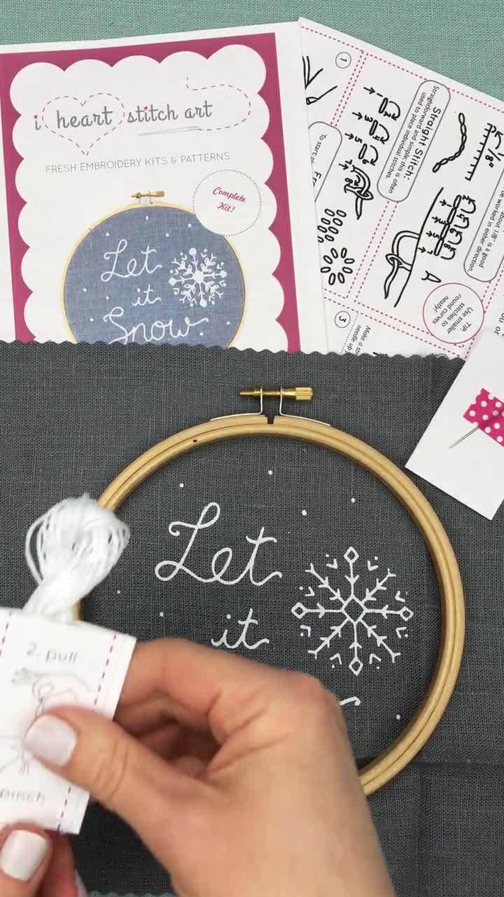 Beginner Embroidery Kit: Let It Snow, Winter Snowflake 