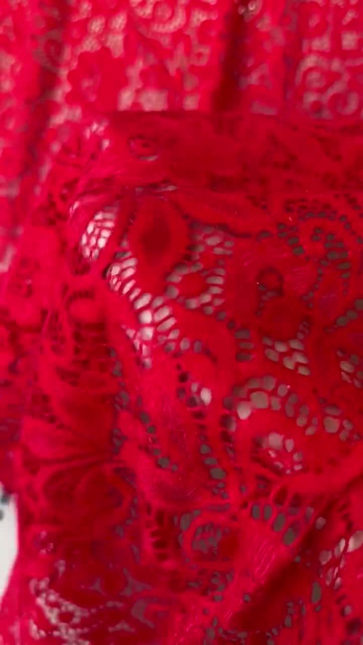 Red 4 Way Stretch Lace, Red Floral Lace, Red Lingerie Lace, Red Delicate  Lace for Dress, Skirt, Top, Red Scalloped Lace Fabric by the Yard -   Denmark