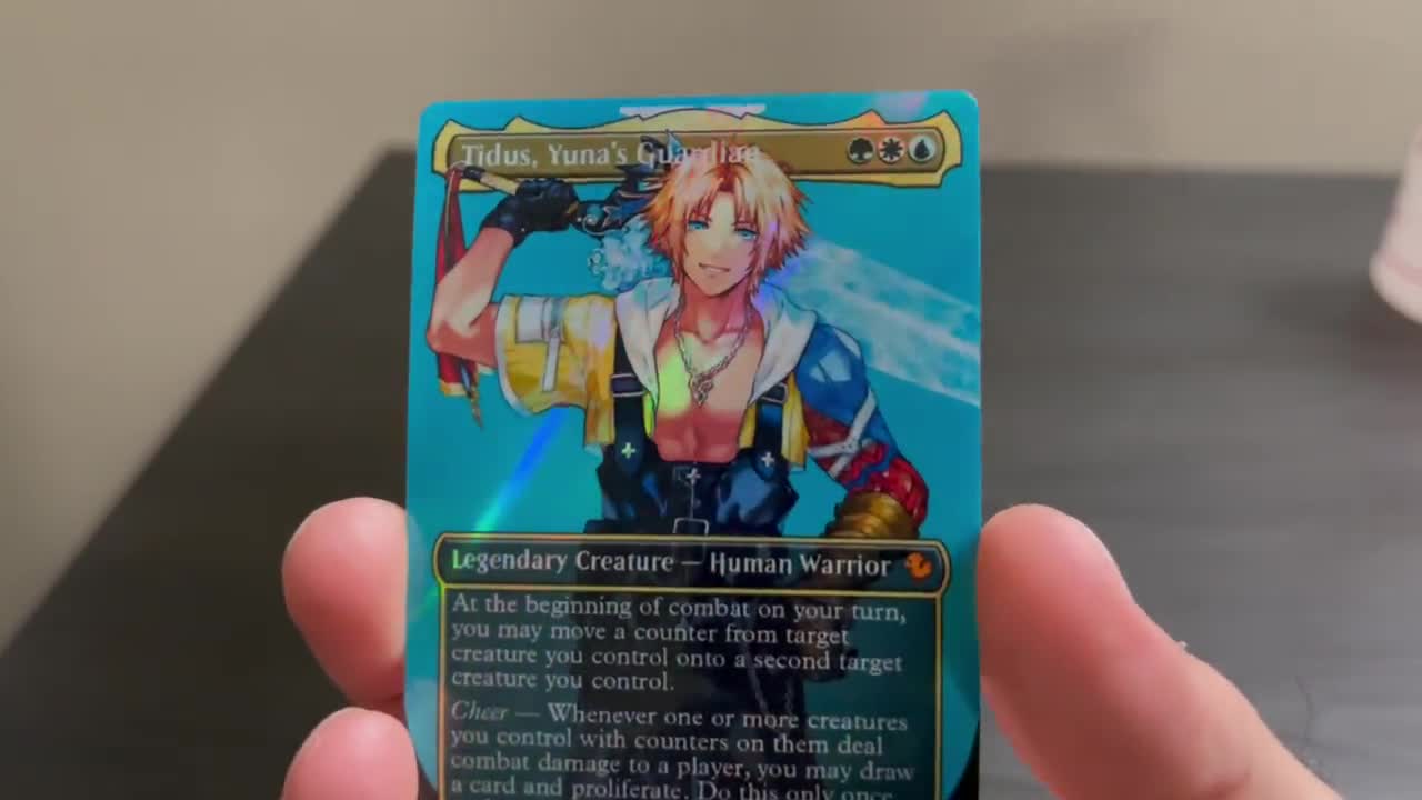 FF X MTG Holo Foil Proxy Card - Tidus, Yuna's Guardian - Diagonal