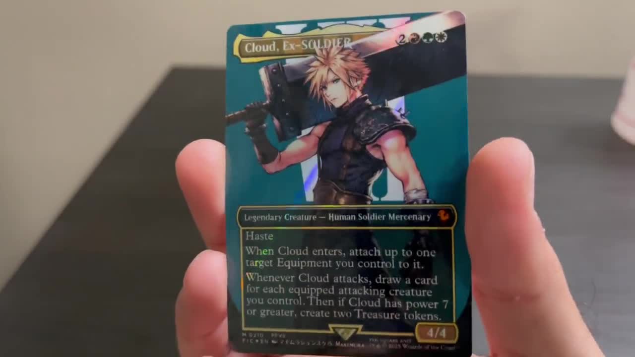 FF X MTG Holo Foil Proxy Card - Cloud, Ex-soldier- Diagonal