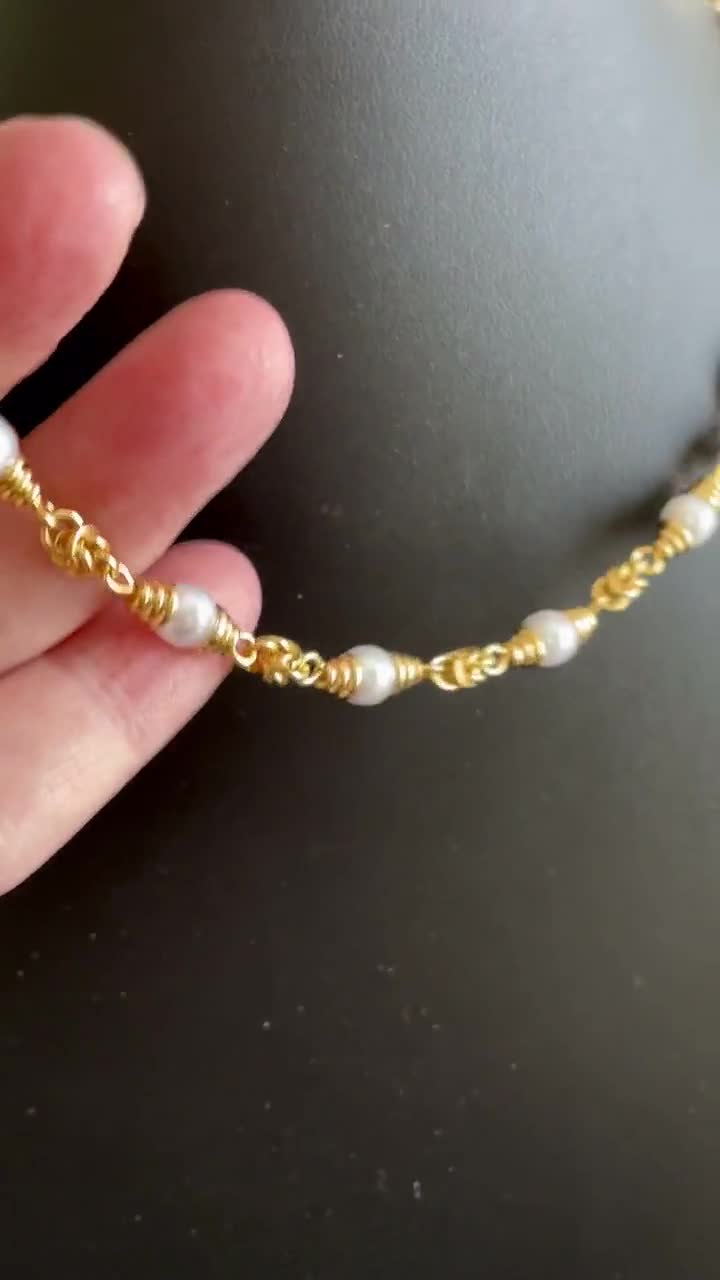 B.C. Lind 14K GE Faux Pearl Necklace 18 Inch, Signed, Bridal