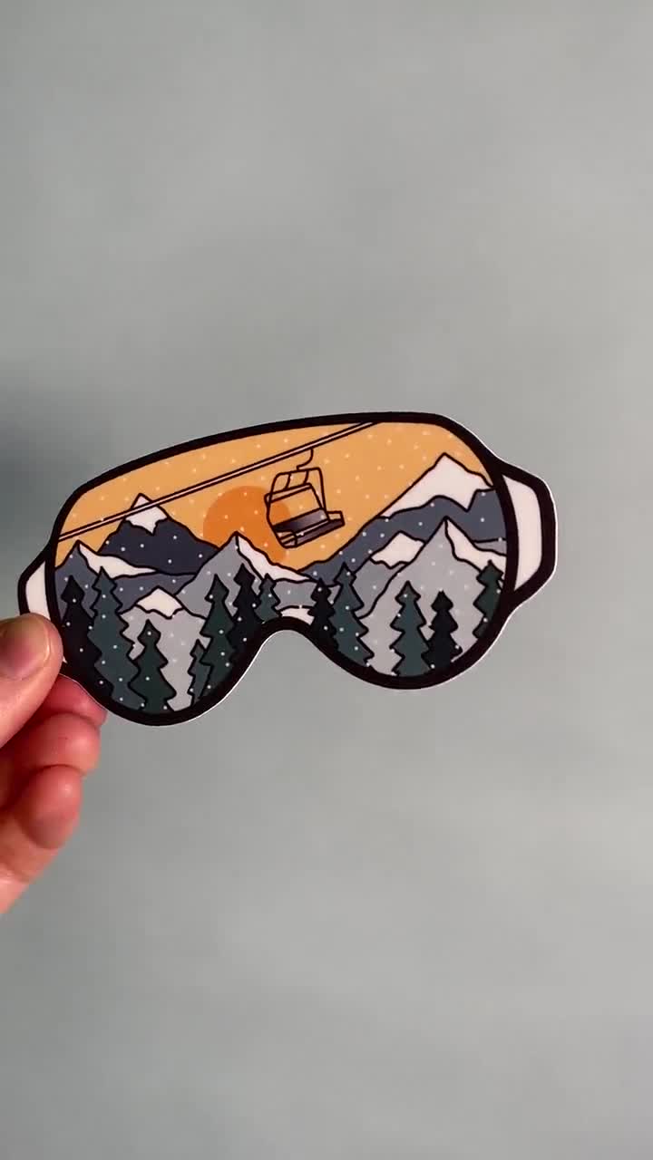 Snow Ski Goggles Mountain Stickers, Skiing Mask Blue Laptop Vinyl