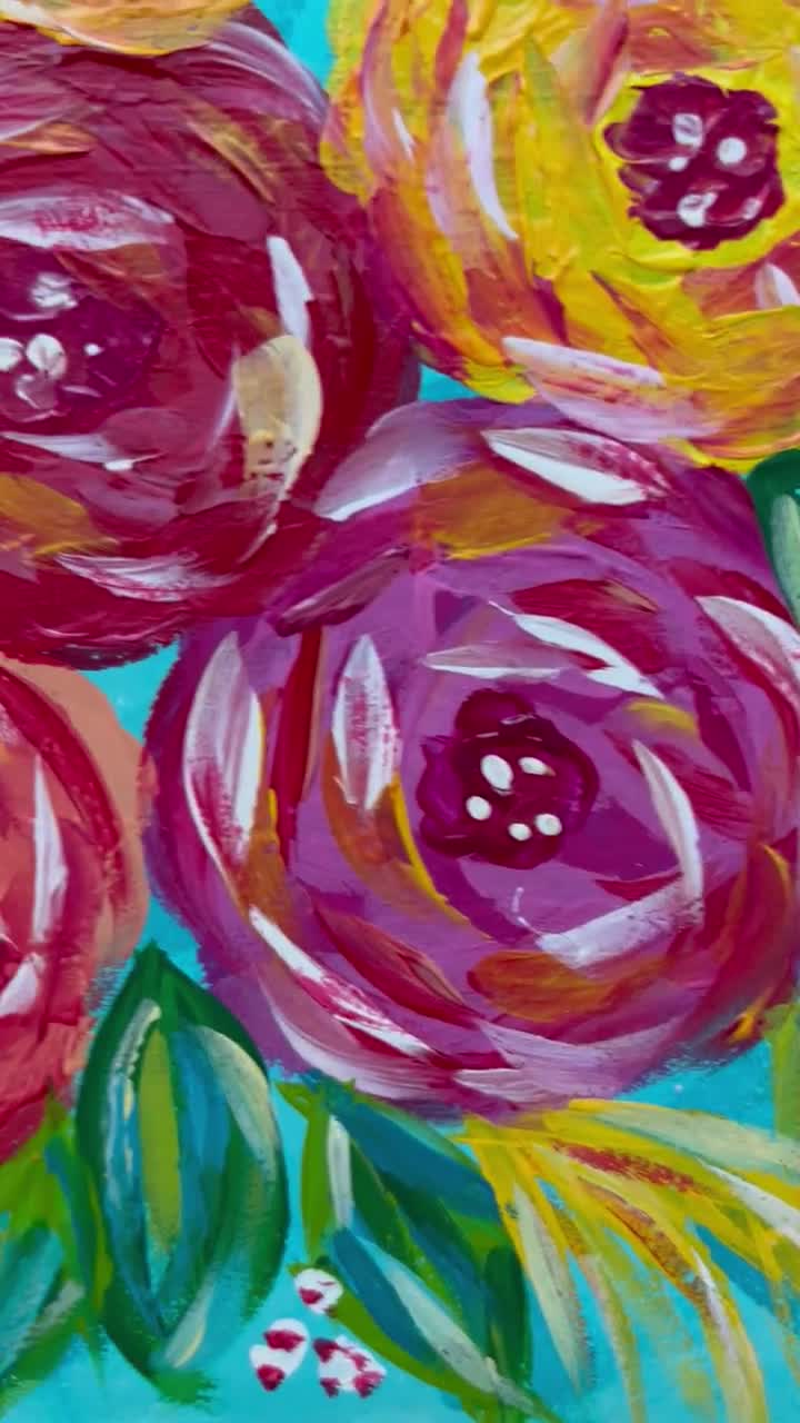 Flower Acrylic Painting, Abstract Acrylic Painting, Flower Painting fo –  Art Painting Canvas