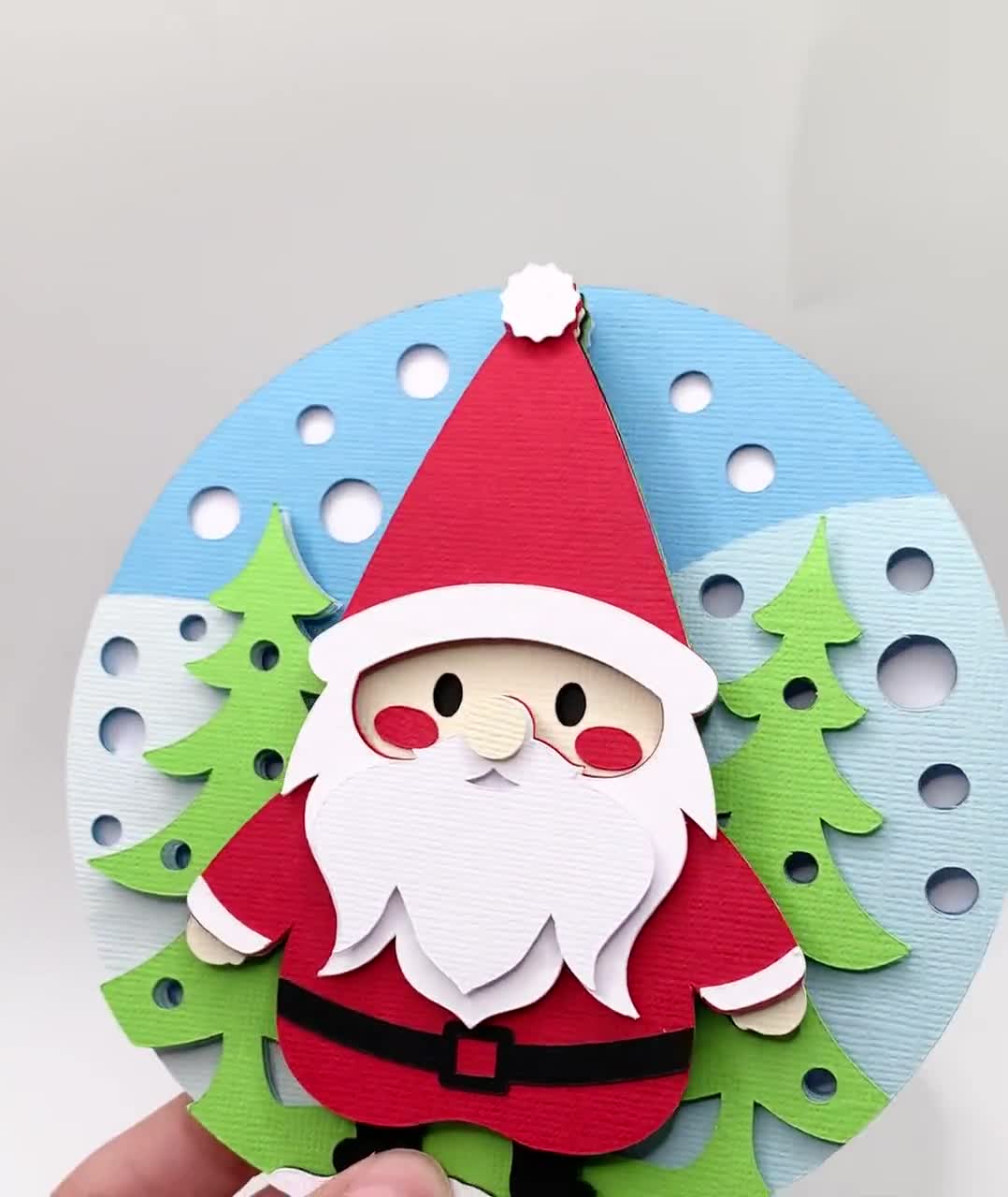 サンタのクリスマスシャドーボックス SVG: 3D ペーパークラフト