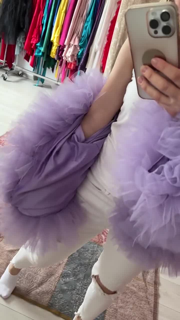Andrea Tulle Ruffles Crop Jacket in Lilac Color (MY 185