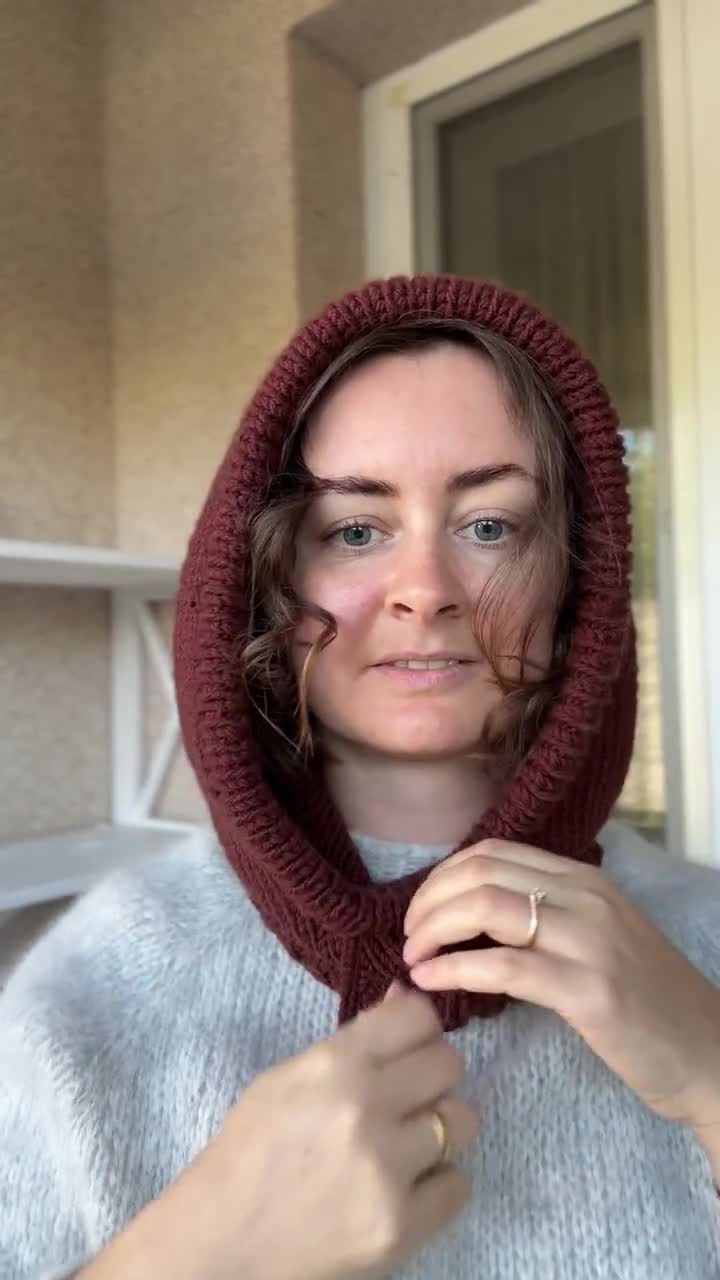 【YOURNUS】Mori Eyelet Hood Knit Knitting Pattern for a Voluminous Merino Hood. Beginner