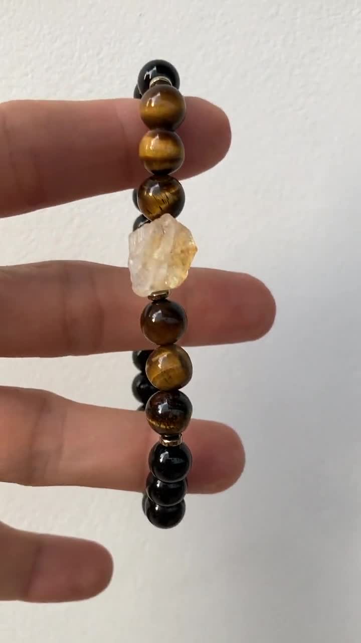 CAIROYAR Pulsera Magnética De Cuentas De Hematita Y Ojo De Tigre De Obsidiana Negra Natural Para