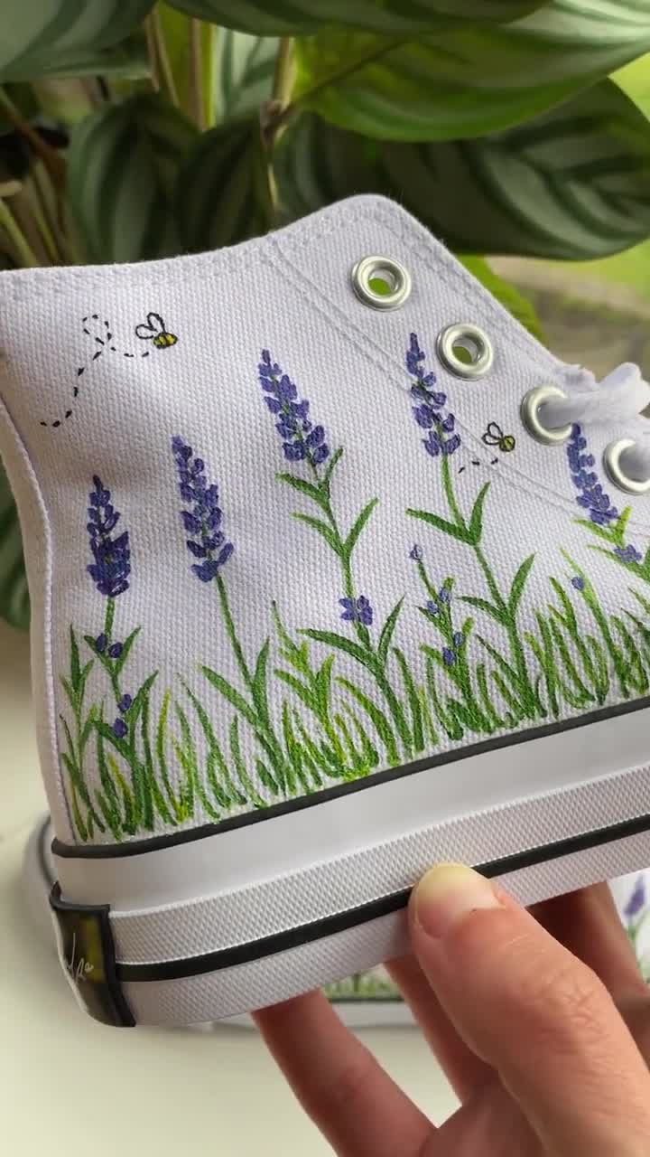 LAVENDER AND BEES Hand Painted Shoes, Custom Fl - Folksy
