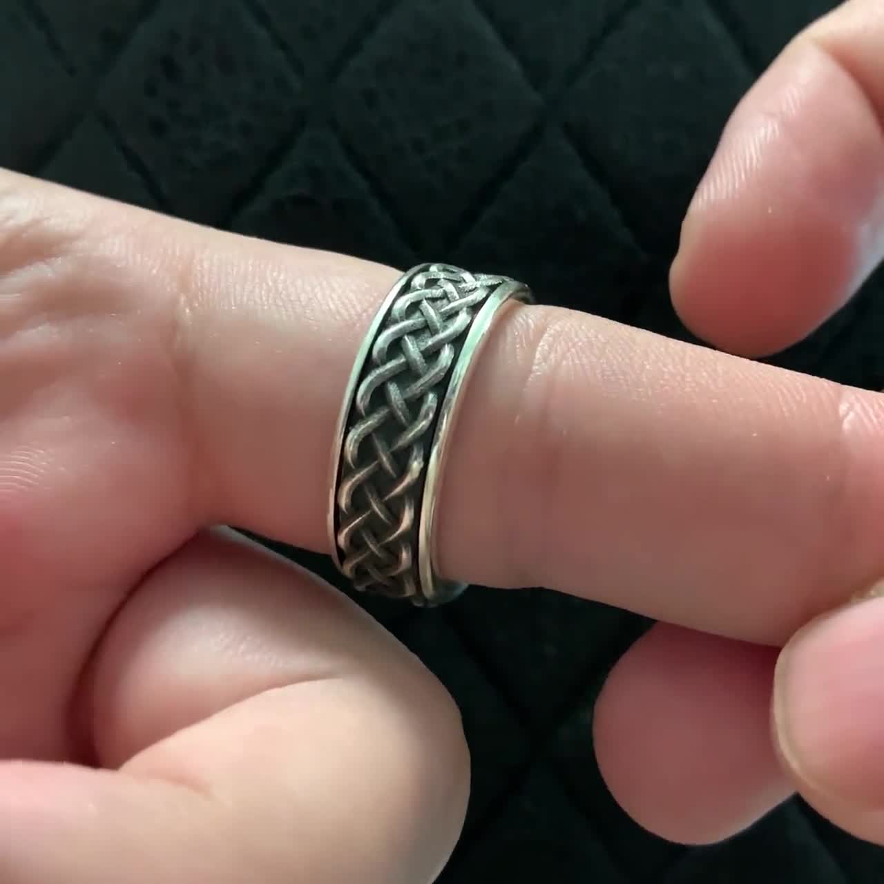 Spinner Celtic Weave Sterling Silver Band Ring, Unique Band Ring, Anxiety  Ring, Handmade Unique Wedding Band,Wedding Rings For Man