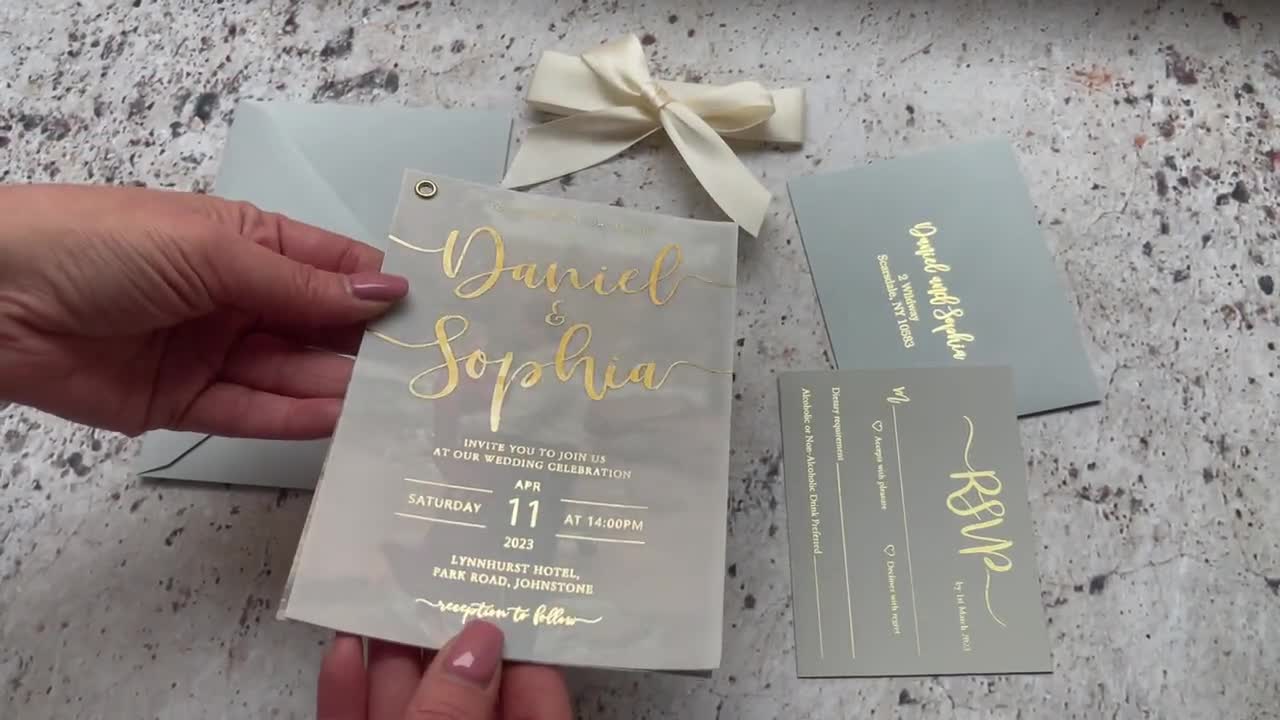 modern custom photo wedding invitation with foil on vellum layer SWVL001   Unique wedding invitations, Photo wedding invitations, Wedding invitations