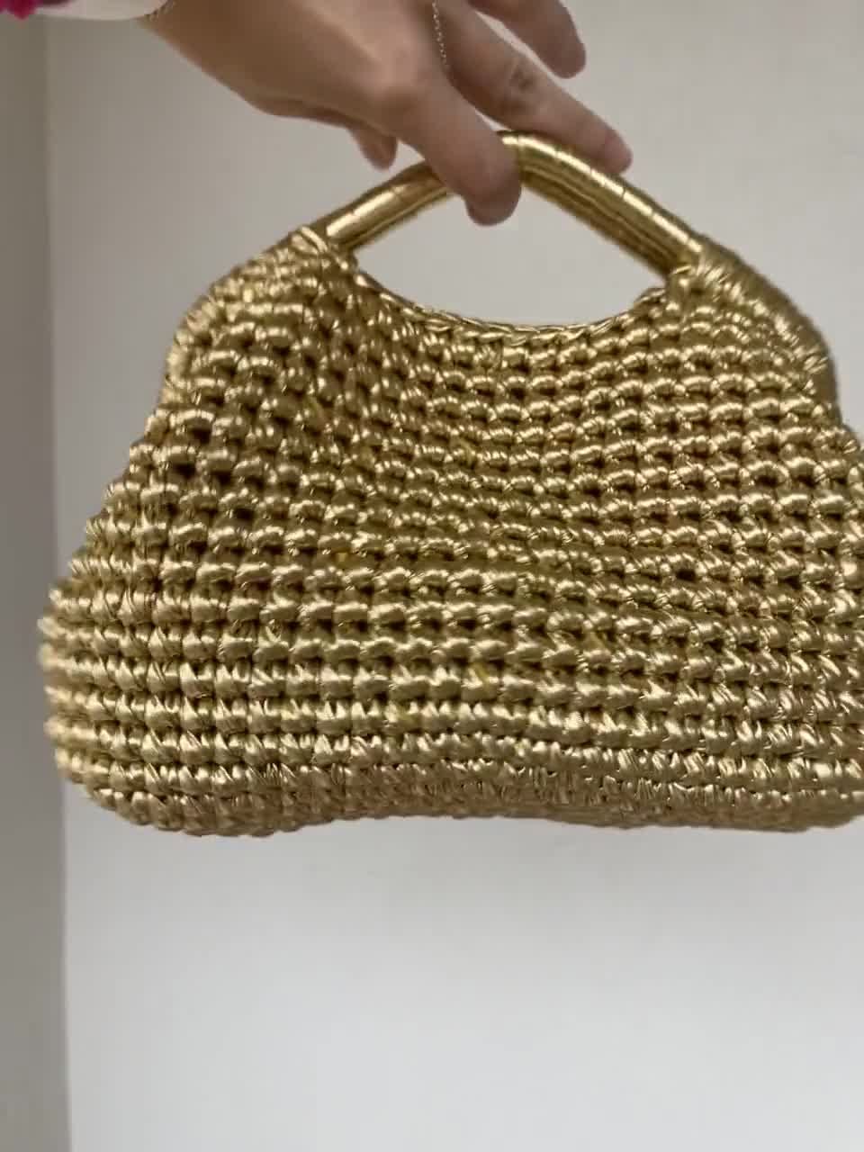 Metallic Gold Crochet Bag: Handmade Knit Evening Clutch - Etsy UK