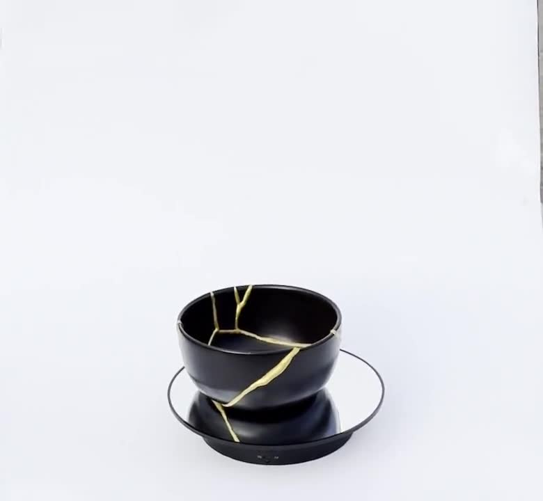 黒金継ぎ鉢 - 金継ぎ修復 - 記念日ギフト - 金継ぎ陶器 - 和風
