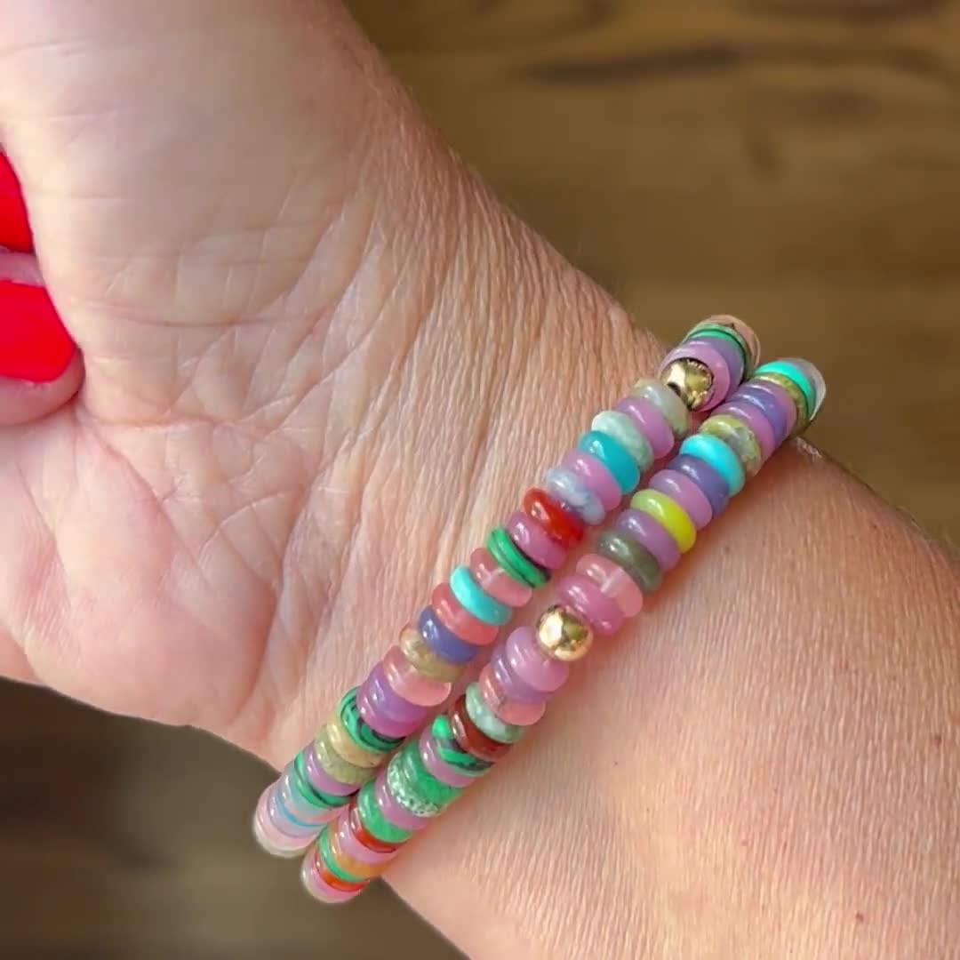 Candy Bead Gemstone Stretch Bracelet