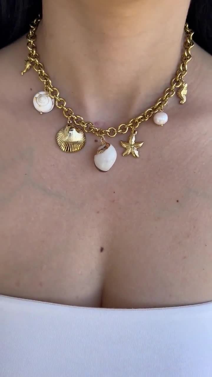 Collier Initial 26 Pour Femmes Colliers Lettres Coquillage Pendentif Or Boho Été Bijoux De Plage Pack